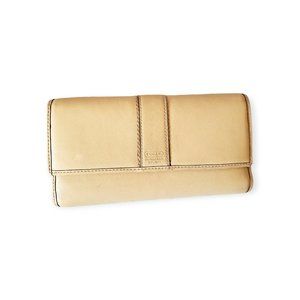Beige Leather Combination Checkbook Wallet
